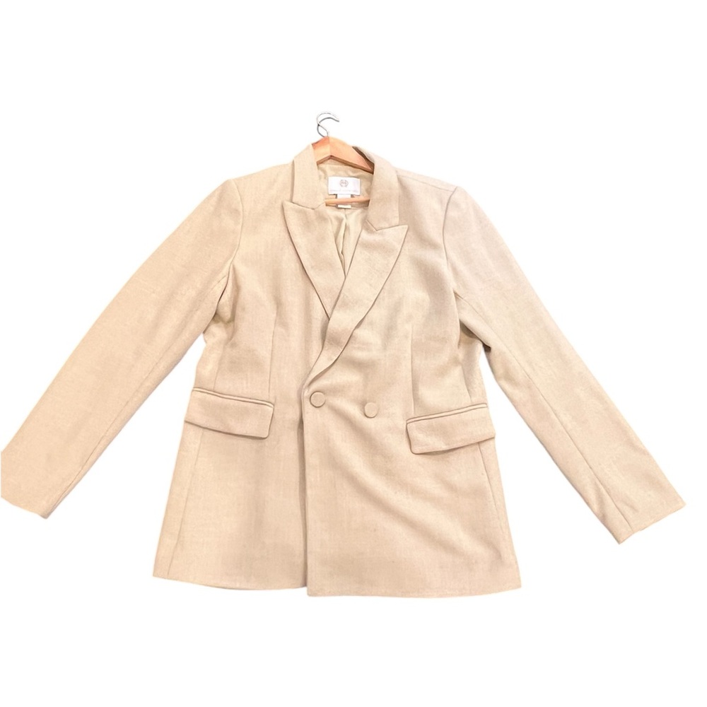 House of Harlow 1960 Oversized Textured Tan/Light Green Blazer Size L
